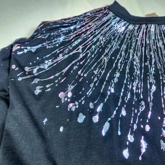 Hand Painted Lana Rogers Oversized Tunic/Dress w/Purple Metalic Splatter Design - Picture 3 of 10